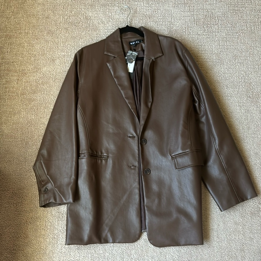Brown leather blazer